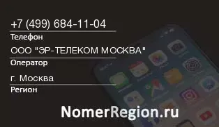 Кто звонил с 4996841104 - регион и оператор
